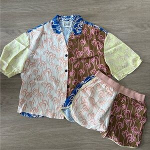 Scotch & Soda Floral Patterned Set - Blue and Peach